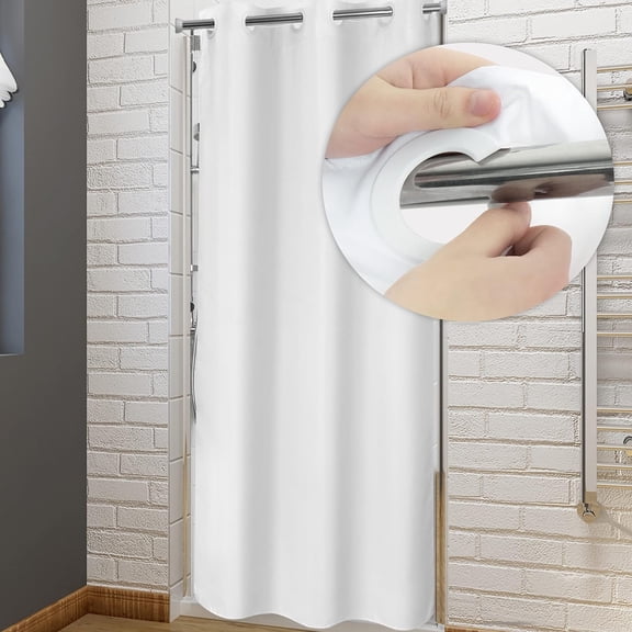 No Hook Stall Shower Curtain or Liner 36" Wide - Soft Microfiber Small Shower Curtain with Magnets for Narrow Stall, Waterproof Fabric & Machine Washable, White