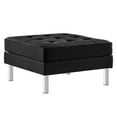 thumbnail image 6 of Armchair Accent Chair and Ottoman, Black Silver, Vegan Leather, Mid Century Living Lounge Cafe Lobby Hospitality Restaurant, Modern Contemporary HB34844, 6 of 11