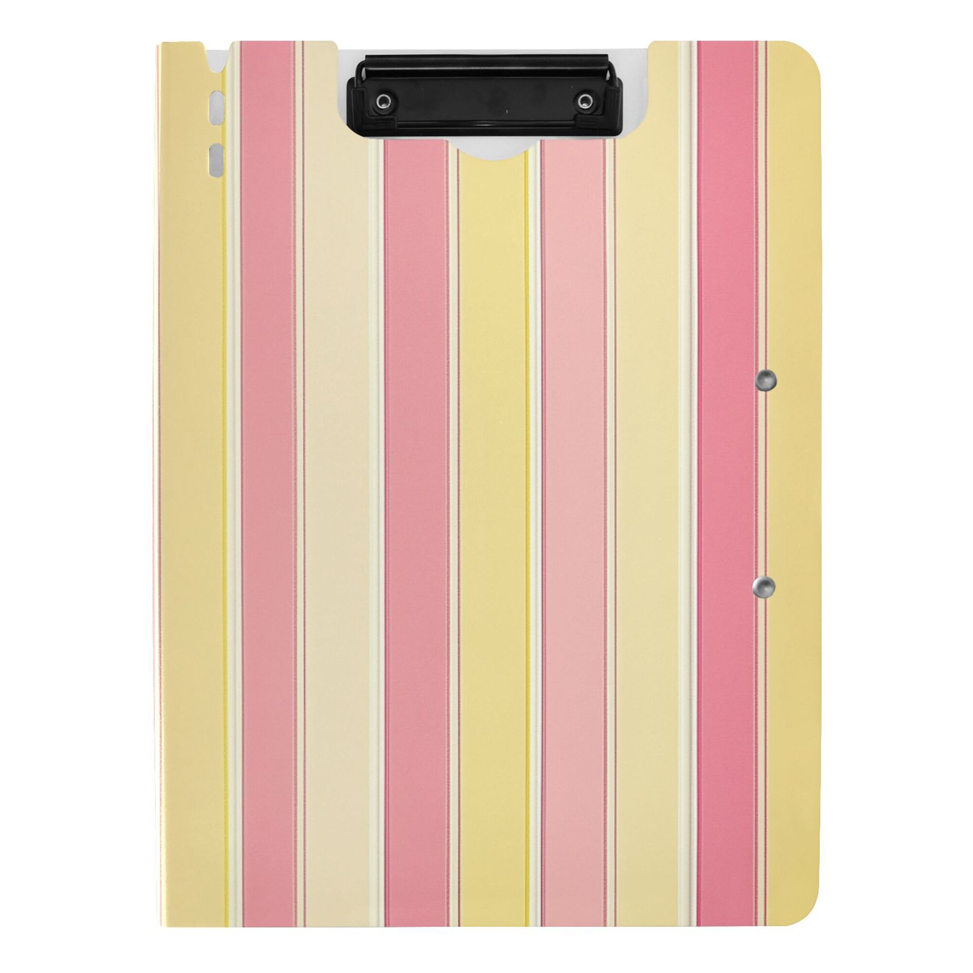 FORMRS A4 Clipboard Folder with Pen Holder Horizontal Foldable School Office Binder, Pink and Yellow Striped Pattern
