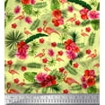 thumbnail image 1 of Soimoi Crepe Silk Fabric Tropical Leaves,Floral & Flamingo Bird Print Sewing Fabric Yard 42 Inch Wide, 1 of 1