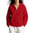 thumbnail image 5 of CINVREST Women's Bomber Jackets Plus Size Zip Up Hooded Jacquard Coat Casual Lightweight Fall Cropped Outwear Tops With Pockets (3XL, Wine|Hood), 5 of 9