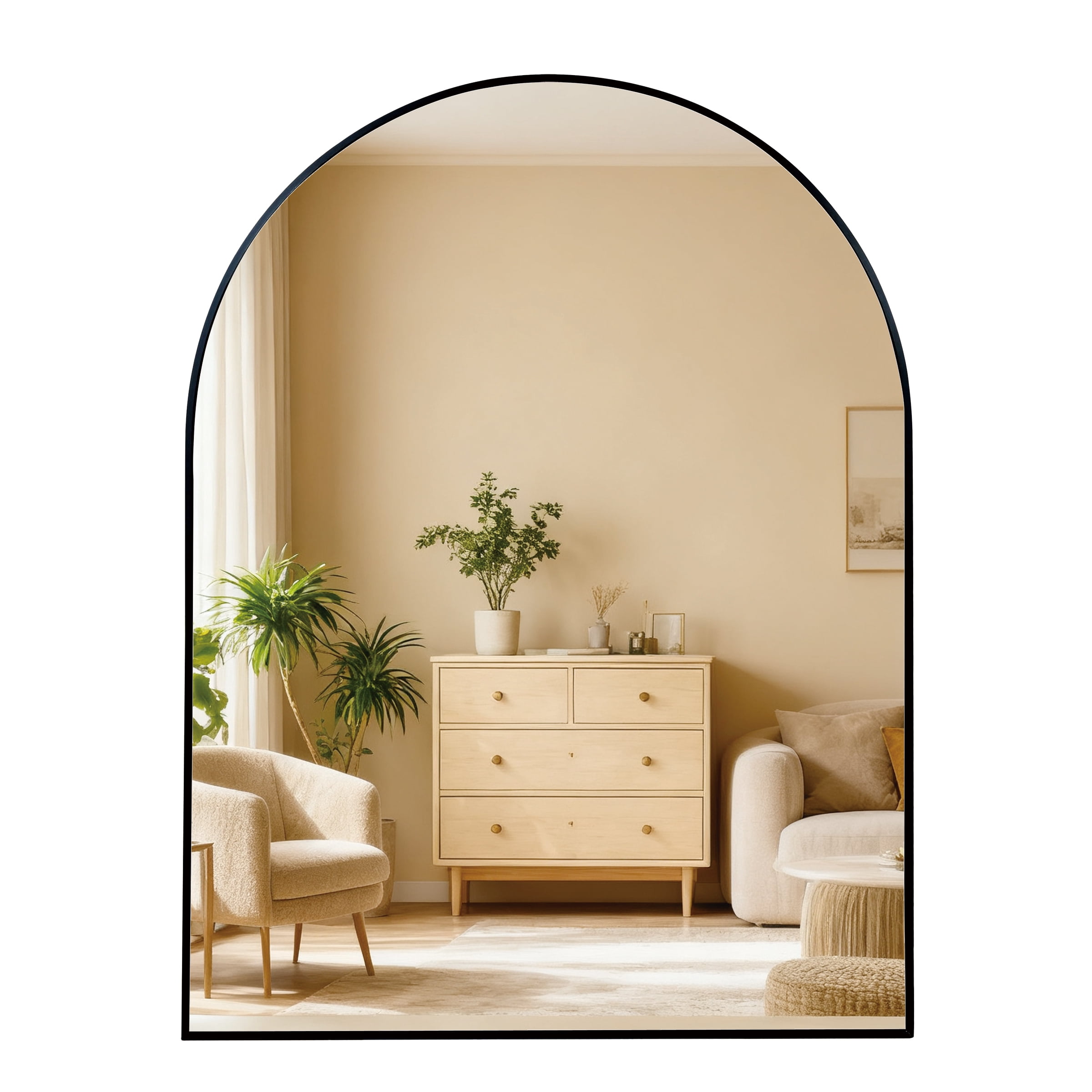 Arched Bathroom Mirror with Shatterproof Film, Black Metal Frame and Anti-Rust Aluminum Alloy, Easy to Install Wall Mirror for Bathroom, 30x36 Inch