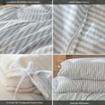 thumbnail image 4 of MooMee Striped Duvet Cover Set Queen 100% Washed Cotton Linen Like Textured Breathable 3-Piece (Cornflower Blue& White Classic Stripes, 90"x90"), 4 of 6