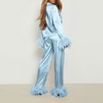 thumbnail image 5 of Soft Flannel Pajama Set for Women - Lapel Shirt & Elastic Pants, Sister/Mother Sleep Loungewear, 5 of 9
