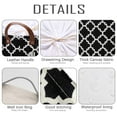thumbnail image 3 of Sea Team Moroccan Lattice Pattern Canvas Fabric Storage Basket Collapsible Geometric Design Storage Bin with Drawstring Cover and PU Leather Handles, 16.5 x 11.8 x 9.1 inches, Black, 3 of 7