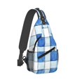 thumbnail image 2 of Leisure Cross Chest Bag 7.5×15.3in Breathable Adjustable Shoulder Pad Capacity For Short-Distance Travel Work Daily Travel Cornflowerblue Checked Hand-Drawn Sketch_2, 2 of 8