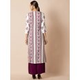 thumbnail image 4 of Indya Women's Ivory Maroon Floral Striped Yoke Straight Kurta, 4 of 6