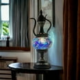 thumbnail image 3 of SILVERFEVER Mosaic Turkish Teapot Lamp Moroccan Glass for Table Desk Bedside Bronze Base Bundle with E12 Light Bulb Spring Pastels, 3 of 9