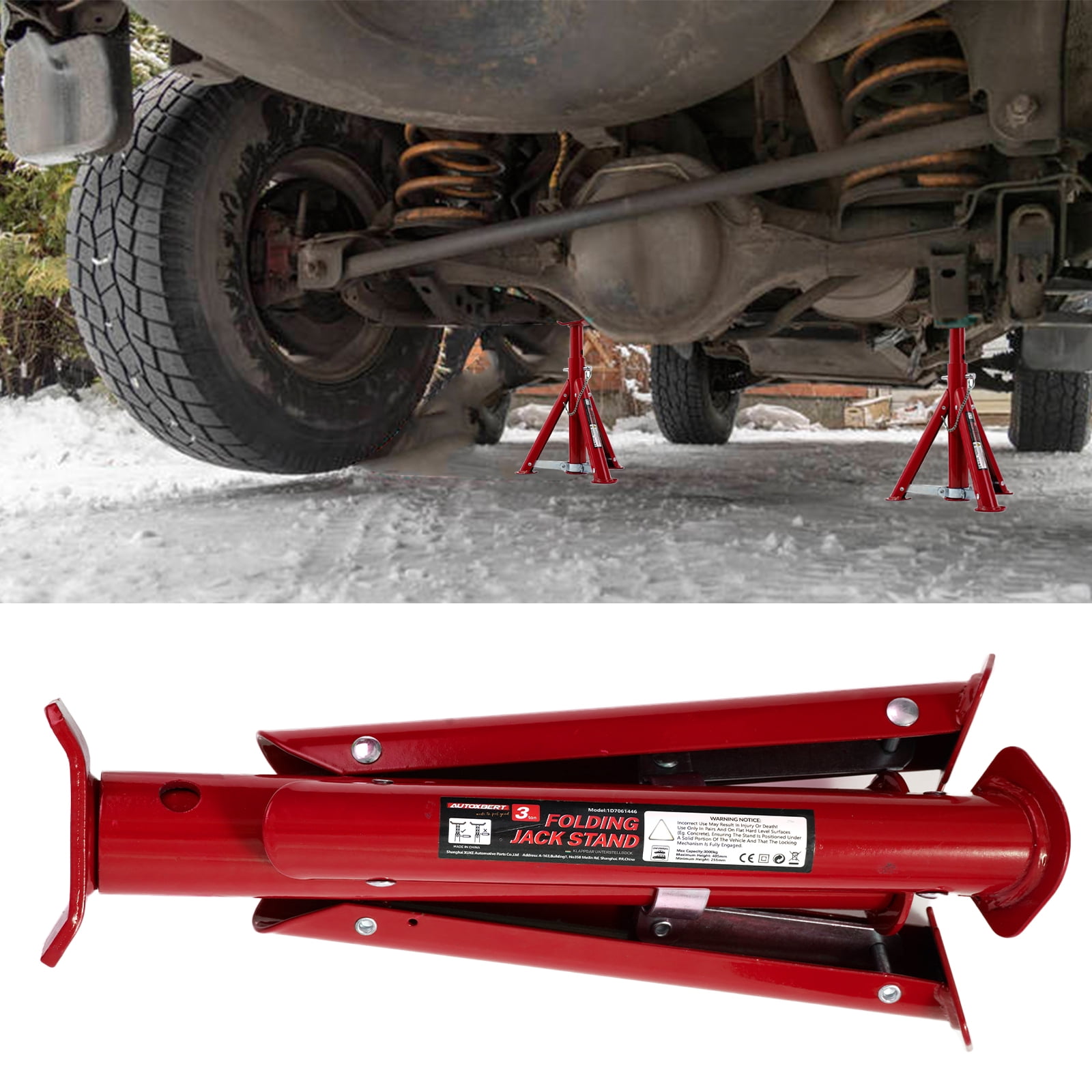 AUTOXBERT Car Jack Stands 3 Ton Car Lifting Caravan Heavy Duty Steel Hoist Support Tools