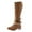 Brown, variant on jsaierl Womens Knee High Boots Chunky Heel Slouchy Metal Buckle Back Zipper Fashion Winter Fall Boots