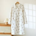 thumbnail image 2 of WRKEKC Womens Robe Fall Winter Soft Printed V Neck Long Sleeve Button Cardigan with Pockets Bathrobe Loungewear Sleep Robe, 2 of 3