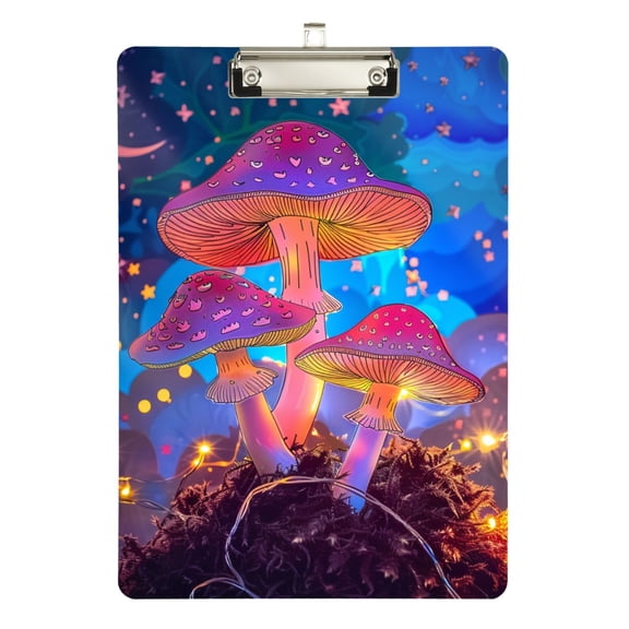 ALAZA Plastic Clipboard A4 Letter Size Decorative Clipboards for Students Women Men 9" x 12.5" Magic Mushroom Stars Moon