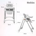 thumbnail image 4 of Bebbly Silla Alta para Bebé Ajustable con Charola y Respaldo Reclinable Altura Regulable en 6 Niveles Silla de Comer con Arnés de Seguridad y Ruedas Ideal para Alimentación y Juego 6 meses a 3 años, 4 of 10