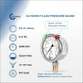thumbnail image 2 of CARBO Instruments 2 1-2" Pressure Gauge, Stainless Steel Case, Chrome Plated Brass Connection, Lqiuid Filled, 0-15 psi/kPa, Lower Mount 1/4" NPT, 2 of 6