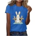 thumbnail image 4 of Rciityk Happy Easter Short Sleeve Shirts for Women Trendy Cute Rabbits Graphic T Shirts Casual Loose Crew Neck Summer Tops, Blue L, 4 of 4