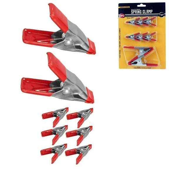 8 X Heavy Duty Metal Spring Clamps Rubber Coated Tips Tool Steel Grip Holder