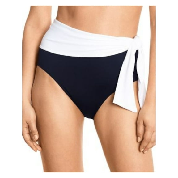 LAUREN RALPH LAUREN Women's Black Stretch Bikini Lined Moderate Coverage Tie Bel Air High Waisted Swimsuit Bottom 16