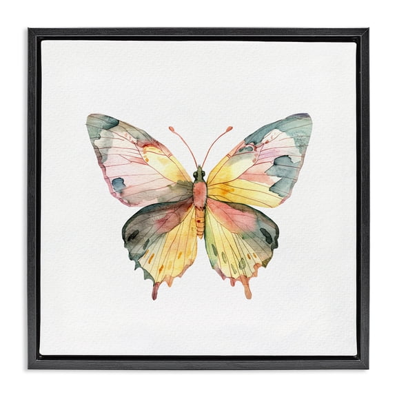 Stupell Industries Watercolor Butterfly Subtlety Black Framed Floater Canvas Wall Art, design by Kim Allen