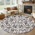 thumbnail image 2 of Farmhouse Black Large Area Rugs for Bedroom Living Room, Soft Non Slip Carpet Bedside Rug, Vintage Flower Leaf Botanical Plant Round Floor Cover Kitchen Accent Rug 6' for Dining Room/Office, 2 of 9
