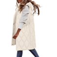 thumbnail image 4 of Niaviben Long Puffer Vest Women Hooded Vest Plus Size Puffer Vest Women Vests Women's Vest Sleeveless Vest Womens Long Vest Beige L, 4 of 6