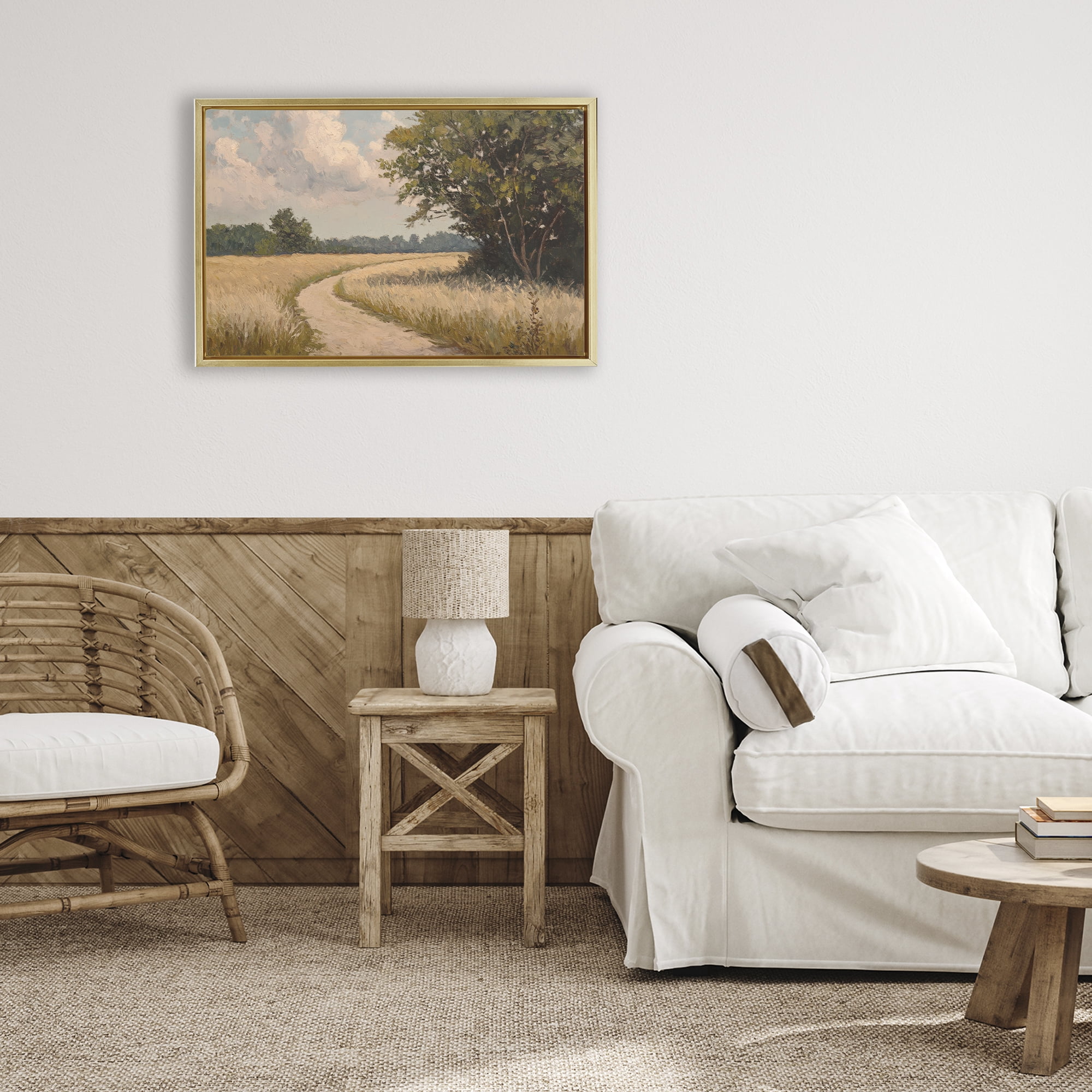 Stupell Industries Peaceful Thinking Path Gold Framed Floater Canvas Wall Art, design by Petal Prints Design