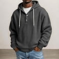 thumbnail image 3 of LNZGNM Henley Hoodie for Men Waffle Knit Drawstring Pullover Long Sleeve Casual Loose Fit Sweatshirt Hooded Tops 2026, Black (XXL), 3 of 5