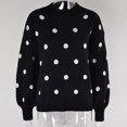 thumbnail image 6 of Lovskoo Sweaters for Women Comfortable Polka Dot Printing Long Sleeve Round Neck Sweater Top Black, 6 of 7