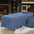 thumbnail image 3 of VONKY Jupe de Table de Massage SPA Couverture de Lit de Beauté Drap en Lin Bleu, 3 of 7