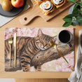 thumbnail image 2 of Sleeping Cat Spring Placemats Set of 6 Pink Cherry Blossoms Branches Place Mats Indoor Wipeable Table Mats Washable Cloth Dining Table Placemats for Kitchen Holiday Party Home Decor 13x19 Inch, 2 of 9