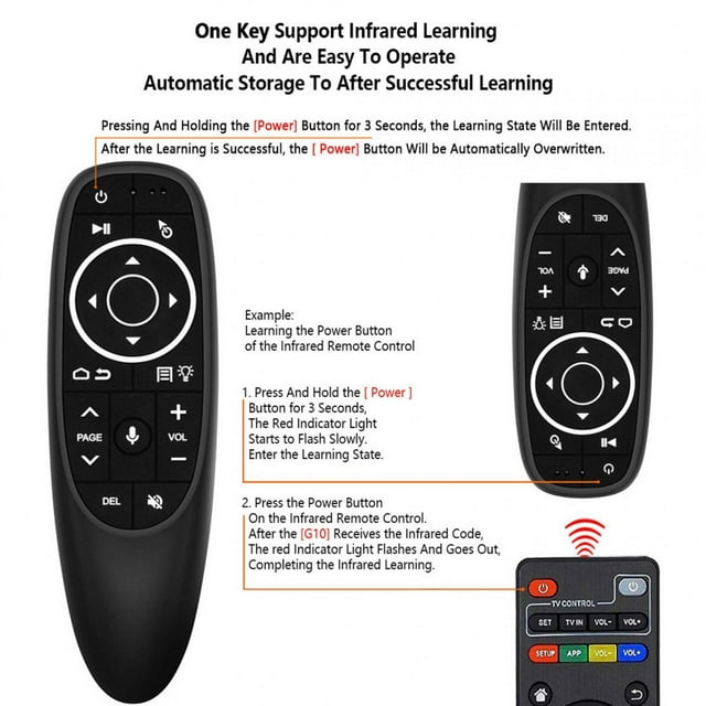 Control remoto, 2.4G USB inalámbrico Air Air Remote Mouse Control remoto por voz Diseño fácil de usar