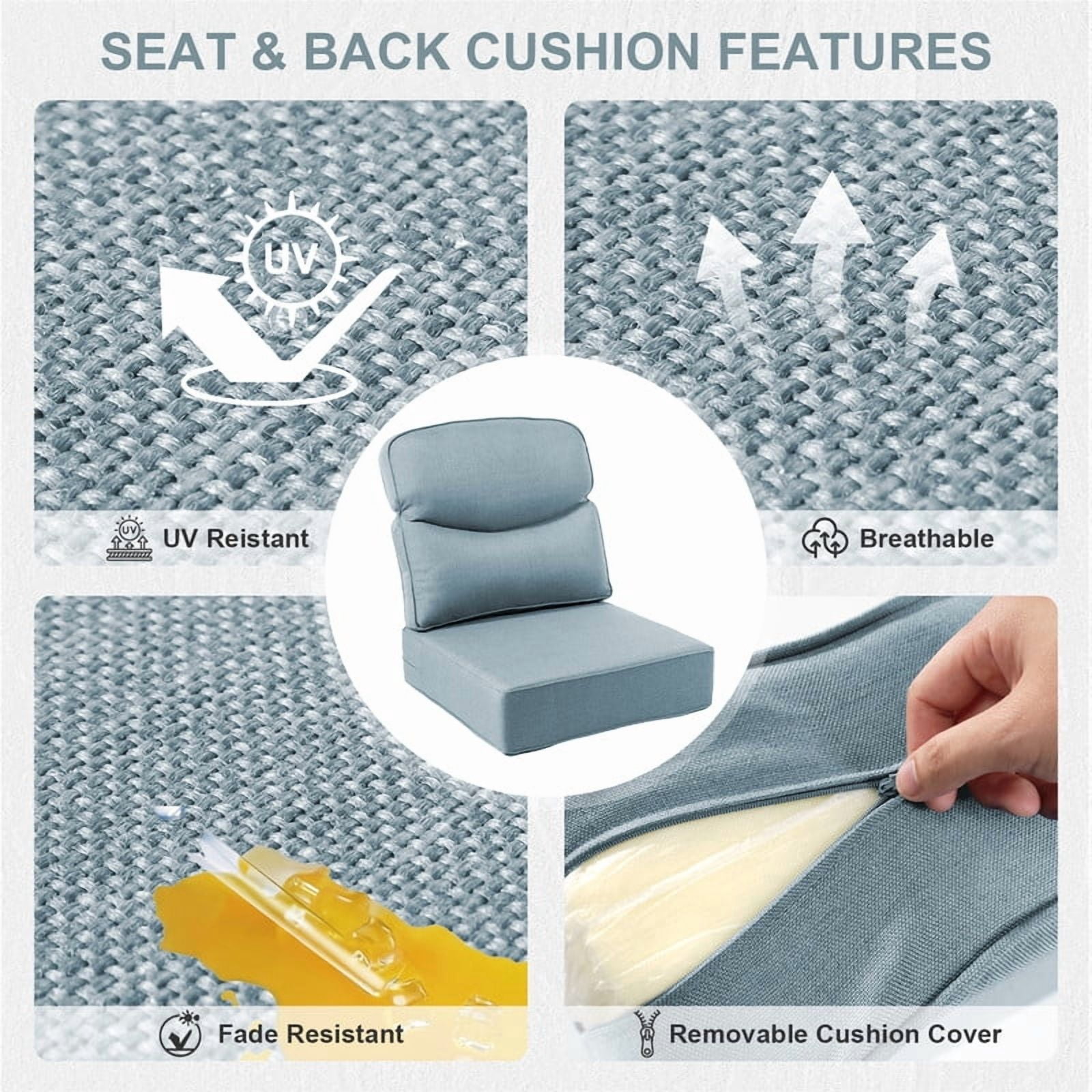 Opohoro Outdoor Deep Seat Cushion Set, 22"x24"x6", UV Resistant & Water Resistant Comfortable Furniture Cushions for Patio Sofa, Chair, Loveseat