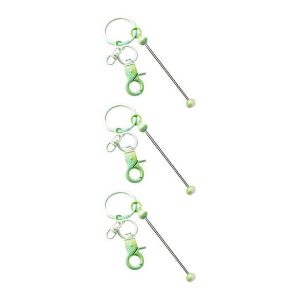 3 barras de llavero con cuentas, llavero de metal con cuentas en , accesorios de color degradado, llavero de cuentas para mujeres y hombres, fab verde