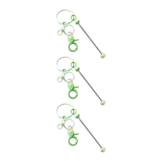 Barras de llavero con cuentas de 3 piezas, artesanías de llavero con cuentas de Metal chapado, accesorios de llavero de Metal en para Kit de verde