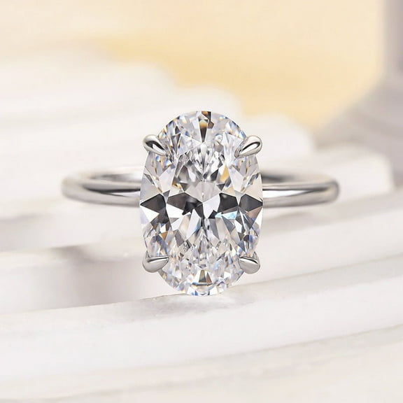 Veda Jewel 14K White Gold Plated 2.1 Ct Diamond Wedding Ring - Oval Cut Simple Solitaire Design - Perfect for Women - Stunning Choice for Your Special Day - Make Every Moment Shine with Elegance