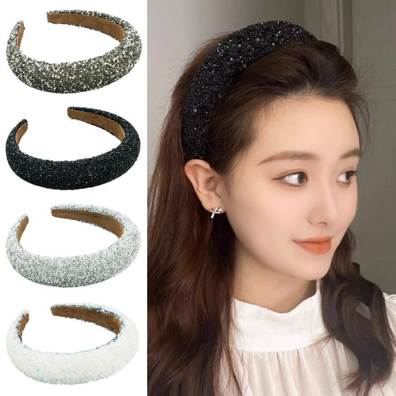 Dujiujun Women Luxury Hair Hoop Shiny Rhinestones Inlaid Headband Heightened Design Lightweight Headwear Head Accessories