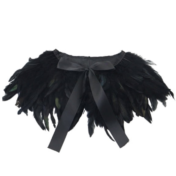 Oalirro Women's Carnival Cape for Party Performance Wear Fashion Fake Feather Gothic Shawl