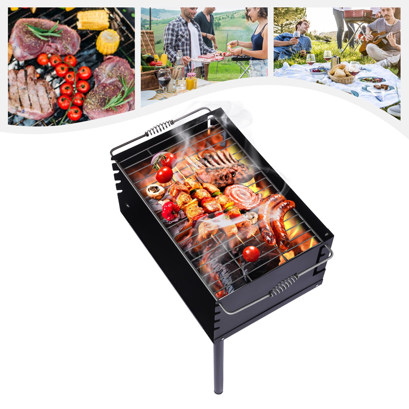 Miumaeov ParkStyle Charcoal BBQ Grill 25x17x11" Single Post Steel