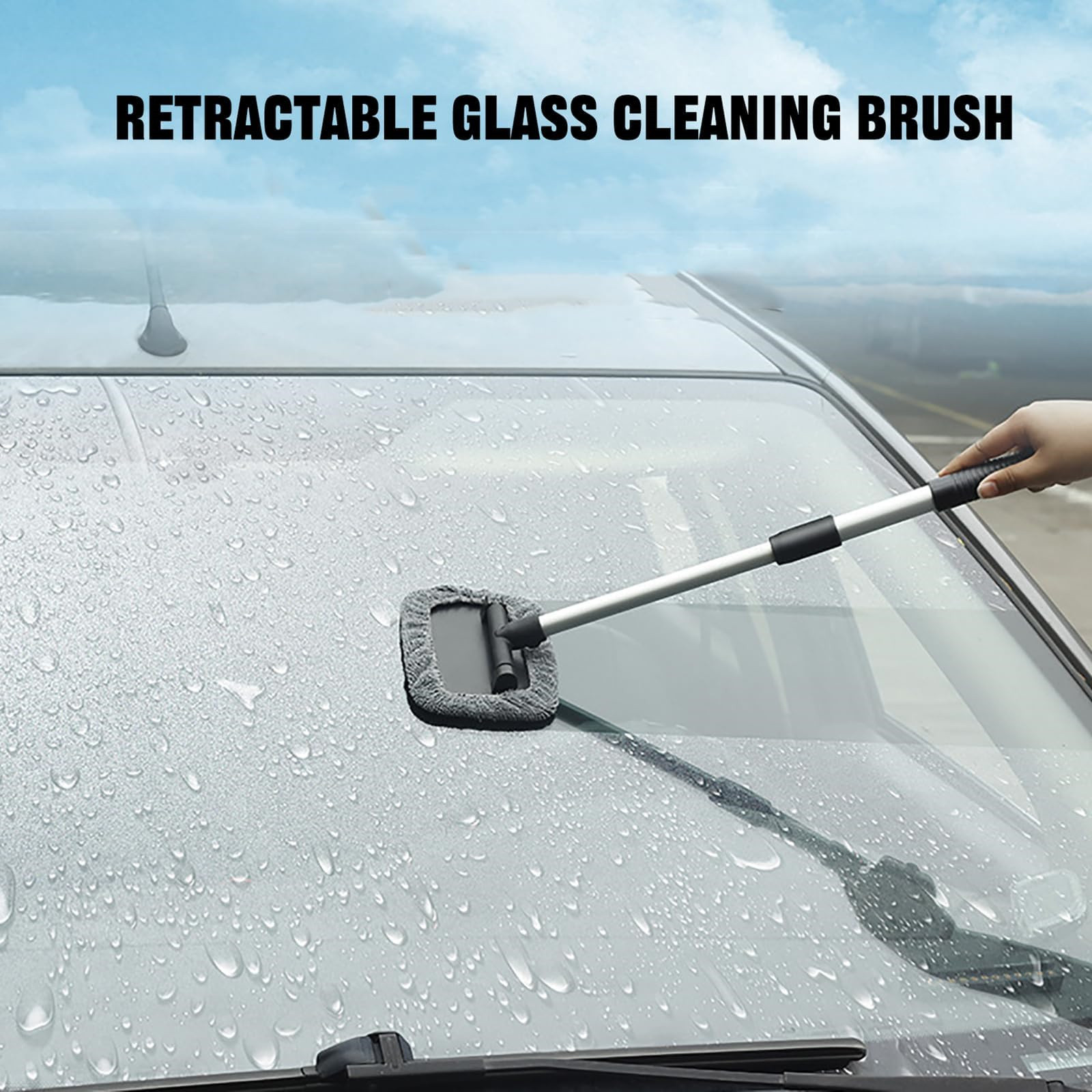 Kugisaki Car Wash Brush Set with Long Handle Microfiber Car Wash Mop Scratch-Free Car Cleaning Brush Kit Include 3 Wash Mops & 2 Replacement Heads for Car Windows Wheels