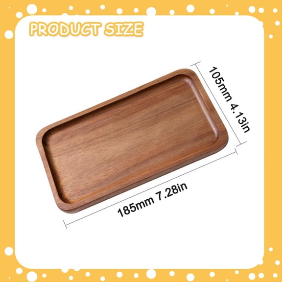 Wooden Serving Tray - Square Round-Corner Tea and Cake Platter for Home and Kitchen - Brown