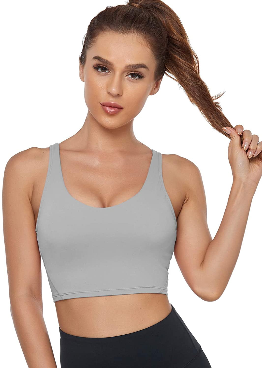 Womens Longline Sports Bra High Impact Workout Yoga Top Padded Crop Tank Tops Gym Running Shirt Womens Longline Sports Bra High Impact Workout Yoga Top Padded Crop Tank Tops Gym Running Shirt