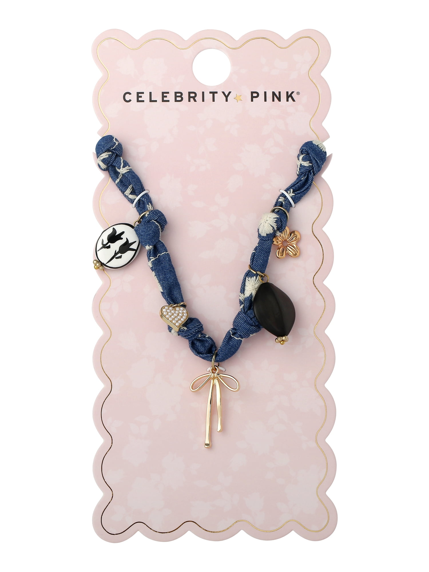 Celebrity Pink Boho Bandana Charm Necklace