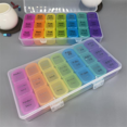 thumbnail image 2 of Caja de medicamentos grande de 21 rejillas, 28 rejillas y 7 colores, para una semana, para la mañana, el mediodía y la noche, almacenamiento portátil Caja de salud, 2 of 6