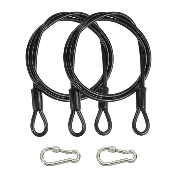 Cable de Seguridad Uxcell, Cable de Alambre de Seguridad Trenzado de Acero Inoxidable Recubierto con Doble Lazo para Equipaje de Viaje Candado de Bicicleta Negro 5 ft x 3/16"(5mm)