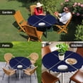 thumbnail image 4 of Golf Ball Round Tablecloth for 45-54 Inch Tables, Fitted Table Cover with Elastic Edge, Navy Blue Monochrome Sport Waterproof Outdoor Table Cloth Protector for Patio Garden Dinner Picnic, 4 of 9