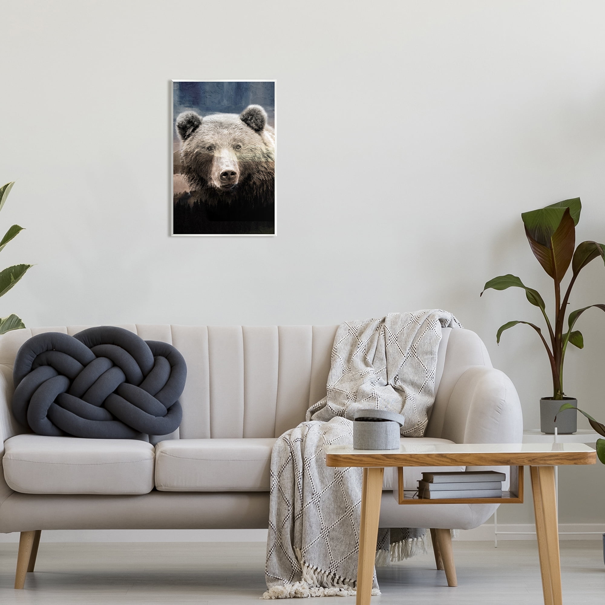 Stupell Industries Grizzly Bear Face Portrait Animals & Insects Painting Unframed Art Print Wall Art, 13 x 19