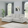 thumbnail image 3 of Better Home Products Corduroy L Shaped Upholstered Daisy Convertible Sofa, Cream, 3 of 9