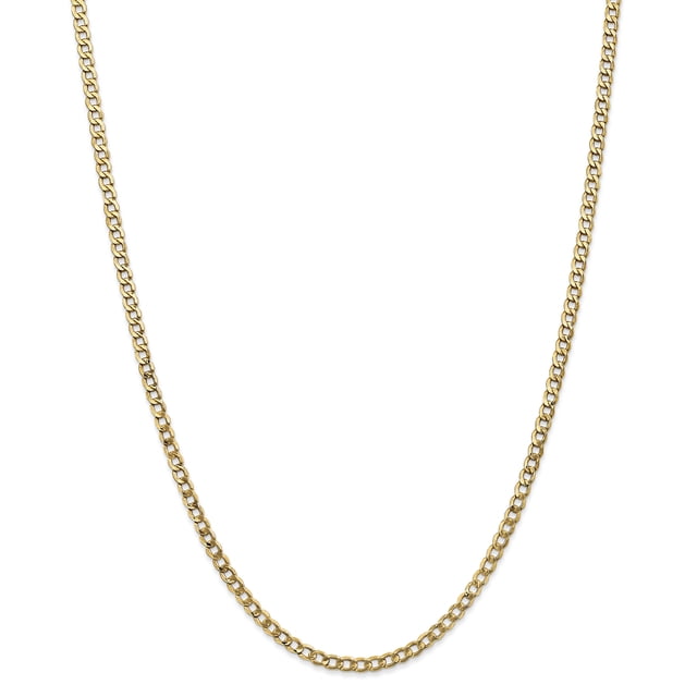 14K Yellow Gold 3.35mm Semi-Solid Curb Link Chain 20 Inch