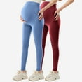 thumbnail image 2 of Stamzod Women 2Pc Maternity Leggings Solid Color Slim Fit Gym Yoga Pants Casual Stretch Pregnancy Leggings for Women Gold XL, 2 of 6