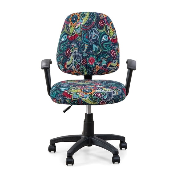 2 Piece Office Chair Covers Set, Bohemian Printed Stretch Slipcover for Seat and Backrest, Elastic Decorative Protector for Swivel Computer Office Chairs