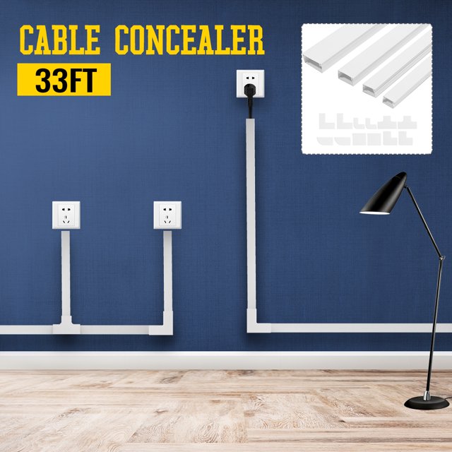 3FT Canal Câble Anti-Cernes Mur Cordon Couvrir Complet Chemin de Roulement Kit PVC Câbles Fil de Cacher les Conduits de Fil de Gestion de Câble Système de Chemin de Roulement